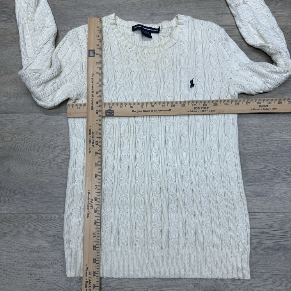 Ralph Lauren Sport Cable Knit Pullover Sweater VTG FAIR STAINS Womens Sz M - Picture 3 of 10